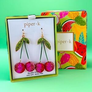 Piper-k  Cherry 🍒 Glass Stone Earrings